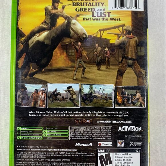 Gun Xbox Original Complete with Manual and Disc Activision Mature 17+ Tested - Picture 3 of 5